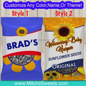 Personalized Name Sunflower Seeds- Birthday Party- Custom Candy- Candy Favors- Wedding Favors- Baby Shower- Printable-Sunflower-digital