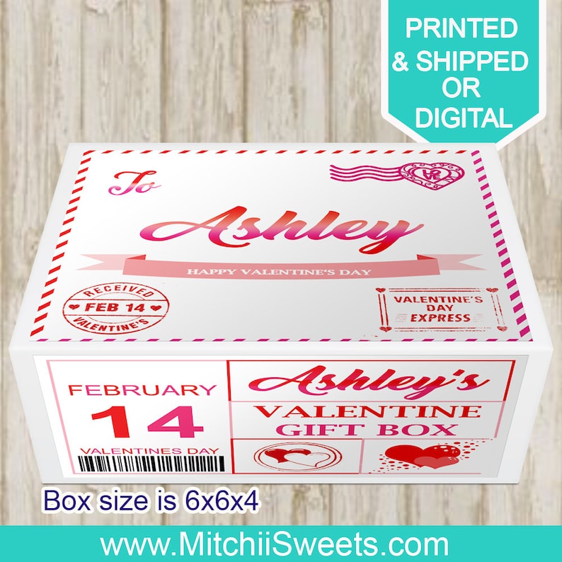 Personalized Valentine Gift Box -Valentines Gift- Valentine Box favors-Valentine Personalized name- Custom--Valentine box -Gift For Her-kids 