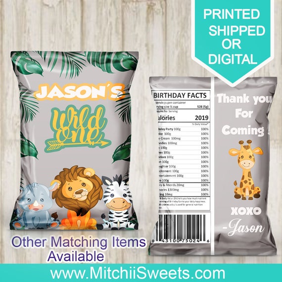 DIGITAL Download Wild One Safari Theme Rice Krispie Treat Label 