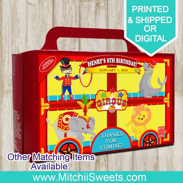 Circus Animal Cracker Box Labels - Animal Crackers Labels - Circus Birthday Party - Carnival Party - Digital - Printable - Printed