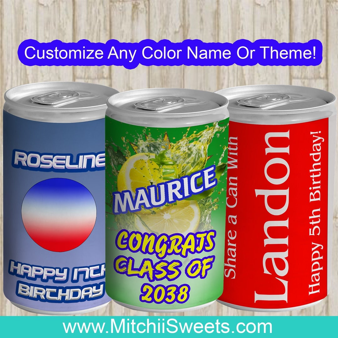 Custom Soda Can Labels Juice Labels Birthday Labels Soda Can Custom ...