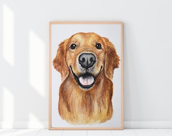 Watercolor Golden Retriever | Art Print Wall Art Memorial Pet Art Pet Portrait Painting