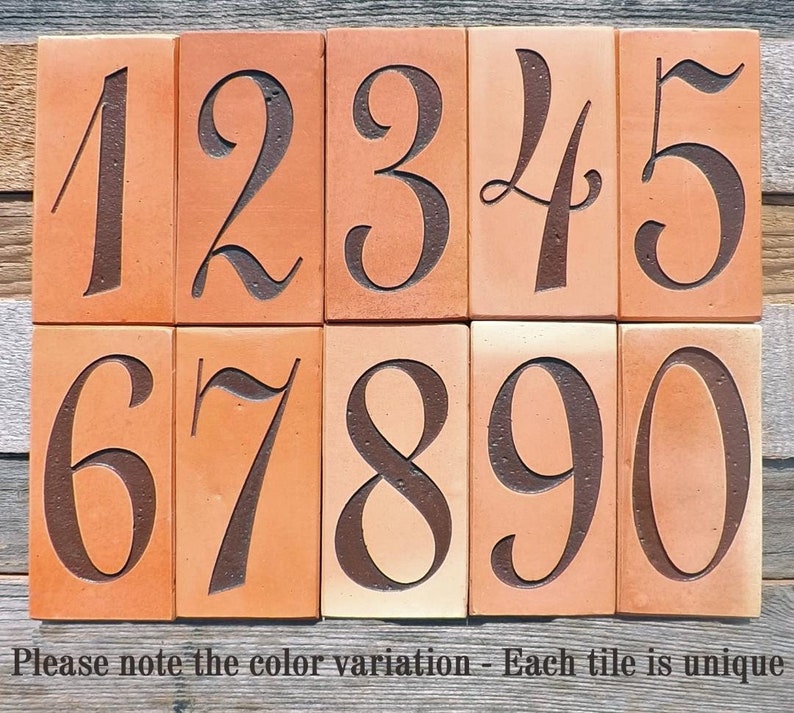 Terracotta House Numbers Framed Spanish Tile House Numbers Etsy