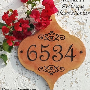 Terracotta House Numbers,  ARABESQUE, Spanish, Tile House Number, Sign, Mediterranean House Numbers, Hummingbird,