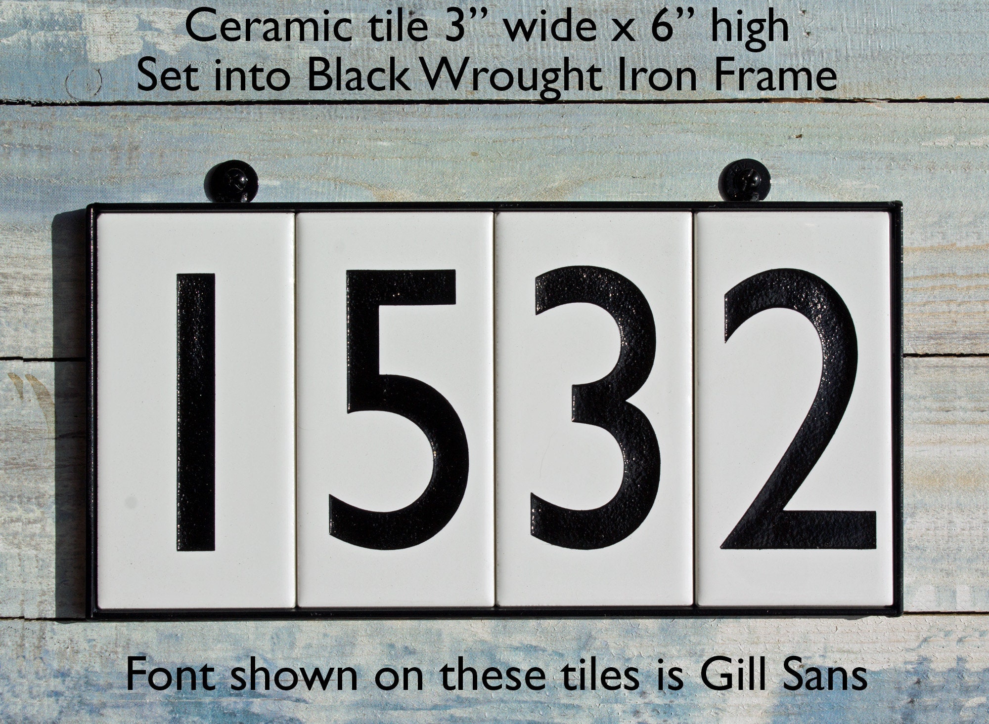 Signs Craftsman style, House address WHITE Ceramic tile numbers Modern