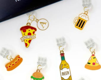 Kawaii Food USB-C Dust Plug Kindle Charm | Pizza Burger Donut Beer Hotdog Cupcake Tech Accessory | Fun Kindle iPad Gift For Foodie Readers