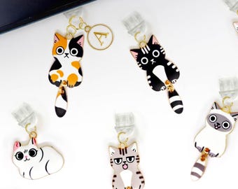Kawaii Cat USB-C Dust Plug Enamel Charm | Cute Kindle iPad Android Phone Accessory | Gift For Book Lovers Cat Lovers & Kawaii Tech Users