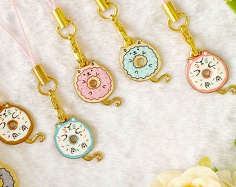 Donut Cat Phone Chain, Y2K Phone Charm, Cat Pendant, Chinese Car Charm, Gift For Her, cat owner, cat lover gift, foodie gift, donut lover