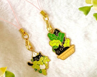 Cat Phone Chain, Y2K Phone Charm, Cat Pendant, Chinese Car Charm, plant lady gift, cat owner, cat lover gift