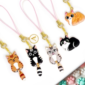 Katze Handyanhänger Kawaii Neko - Personalisierter süßer Kitty Schlüsselanhänger, individuelles Katzengeschenk für iPhone, Planer und Katzenliebhaber