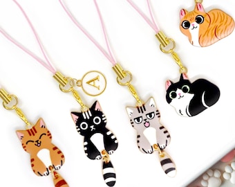 Cat Phone Charms Kawaii Neko - Personalized Cute Kitty Keychain, Custom Cat Gift for iPhone, Planner, Cat Lovers