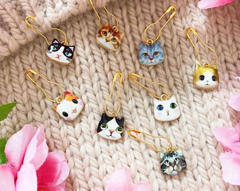 Funny Cat knitting markers set for knitting  | cat stitch markers set | Kawaii Cat Charms l fun cat owner gift | animal lover gift