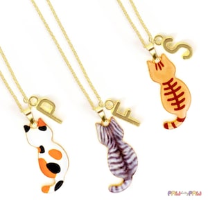 Adorable Cat Charm Necklace – Personalized Kitty Pendant for Cat Lovers Featuring Calico, Tabby, and Orange Cat Designs-NCA-016