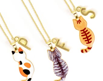 Adorable Cat Charm Necklace – Personalized Kitty Pendant for Cat Lovers Featuring Calico, Tabby, and Orange Cat Designs-NCA-016