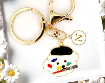 Popcorn Dog Keychain Cute Puppy in Popcorn Bucket Charm Personalized Gold Bag Clip Gift for Dog Moms Pet Lovers and Fun Accessories-K-A060-5
