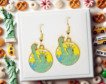 Statue of Liberty Dangle Earrings, Cute Jewelry Gift for New York Lovers, Travel and Wanderlust Inspired Accessory-ERA-A129-1