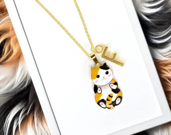 Calico Cat Enamel Necklace - Kawaii Neko Jewelry, Cute Cat Lady & Owner Gift, Pet Necklace, Cute Cat Pendant-N-A002-1-