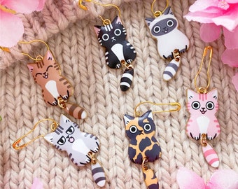 STA-003-Kawaii Cat knitting markers set for knitting, Neko markers, cat stitch markers set, Cat Lady Gift,  cat lover animal lover gift