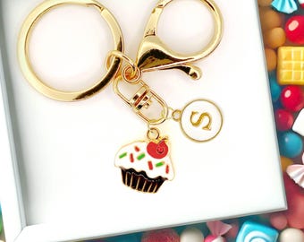 Cupcake Keychain Charm – Cute Enamel Dessert Accessory with Sprinkles and Cherry, Kawaii Gift for Sweet Treat and Pastry Lovers-K-A030-6