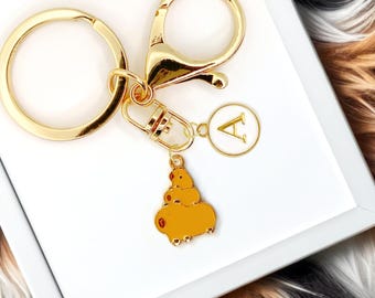 Cute Capybara Enamel Keychain: Custom Monogram Animal Initial Keyring - K-A134-2