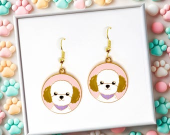 Poodle Dog Dangle Earrings 18k Gold Plated Hook, Cute Jewelry Gift for Dog Lovers, Playful and Elegant Accessory - ERA-A055-5