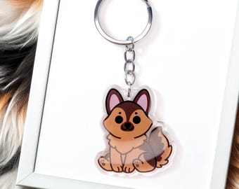Portachiavi Pastore Tedesco NATSUNO | Regalo Per Amanti Dei Cani | Targhetta In Acciaio Inox 'Home Is Where The German Shepherd Is'