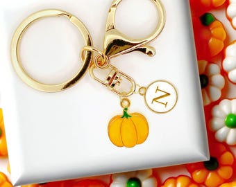 Pumpkin Keychain Cute Fall Charm Personalized Halloween Bag Clip Gift for Autumn Lovers Thanksgiving Accessory -K-A064-1