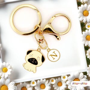 Cute Pug Dog Keychain Adorable Puppy Charm Personalized Bag Clip Gift for Pug Moms Dog Lovers and Custom Pet Accessories-K-A058-1