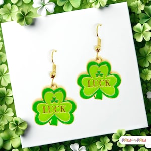 Lucky Clover Dangle Earrings, St. Patrick’s Day Jewelry Gift, Irish-Inspired Good Luck Accessory - ERA-A034-1