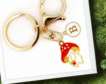 Little Mushroom Man Keychain Cute Strawberry Charm Forest Fairycore Accessory Red Toadstool Gift for Cottagecore and Nature Lovers-K-A017-1