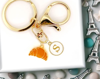 French Croissant Keychain Charm – Cute Pastry Lover Gift, Bakery Aesthetic Bag Accessory for Foodies and Travelers-K-A030-1