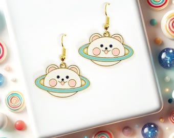 Kawaii Polar Bear Enamel Earrings trendy gift for bear lover-ERA-A105-1