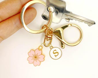 Sakura Cherry Blossom Keychain – Pink Enamel Japanese Flower Charm