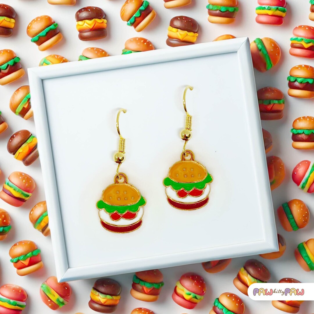 Burger Dangle Earrings, Fun Fast Food Lover Gift, Mcdonald’s & Burger ...