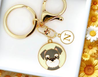 Mini Schnauzer Dog Keychain Cute Enamel Puppy Charm Personalized Bag Clip Gift for Dog Moms and Pet Lover Accessories-K-A055-8