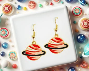 Red Planet Dangle Earrings, Cosmic Jewelry Gift for Space Lovers, Unique Space-Themed Accessory - ERA-A042-6