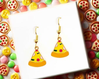 Pizza Dangle Earrings, Fun Jewelry Gift for Pizza Lovers, Quirky Fast Food-Themed Accessory - ERA-A030-5