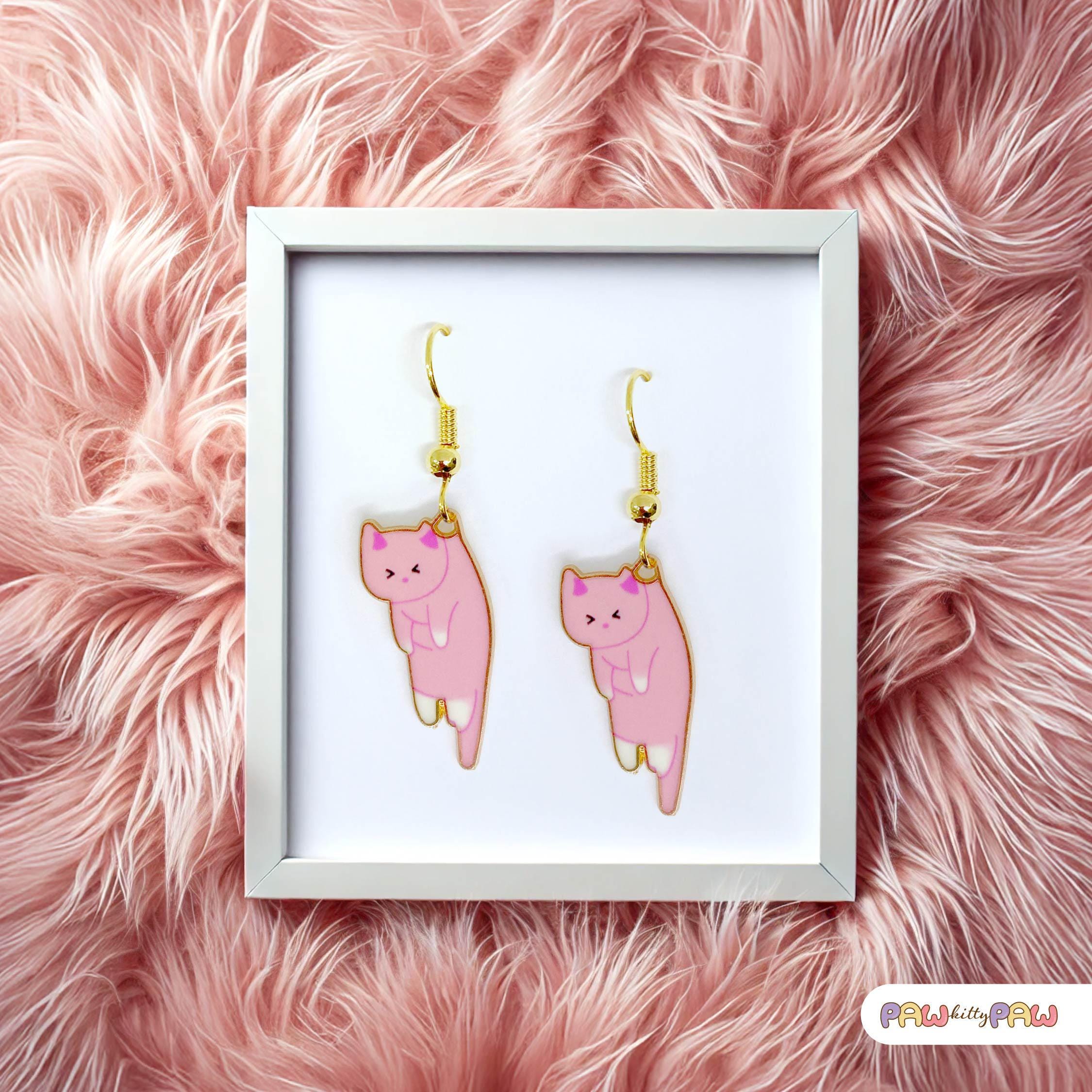 Orecchini A Cerchio In Argento 925 Placcato Oro Rosa, Design Contorno Orecchie Di Gatto - 3
