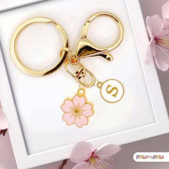 Sakura Cherry Blossom Keychain – Pink Enamel Japanese Flower Charm