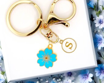 Blue Sakura Cherry Blossom Keychain – Japanese Floral Charm in Sky Blue for Cute Aesthetic Lovers and Spring Accessories-K-A035-5