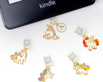 Magical Unicorn USB-C Dust Plug With Initial | Personalized Fantasy Kindle iPad Android Charm | Cute Gift for Unicorn Lovers & Dreamers
