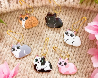 STA-005-Kawaii Cat knitting markers set for knitting  | Neko markers,cat stitch markers set,Cat Lady Gift,cat lover gift,animal lover