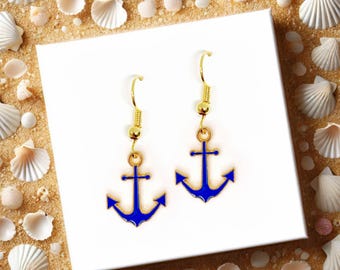 Anchor Earrings - Nautical Dangle Jewelry, Marine-Themed Accessories, Beach Lover Gift, Ocean Inspired Summer Earrings - ERA-A078-3