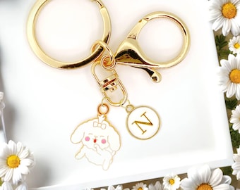 Kawaii Poodle Girl Keychain Cute Puppy Charm with Bow Personalized Bag Clip Gift for Dog Moms Animal Lovers and Custom Accessories-K-A059-2