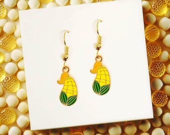 Corn Dangle Earrings, Stardew Valley Inspired Farm Jewelry, Cute Gift for Farmers, Gamers, and Fall Fashion Lovers-ERA-A064-2