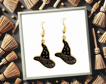 Wizard in Training Earrings - Magical Hat Jewelry for Witches, Wizards, and School Of Magic Fans - ERA-A074-1