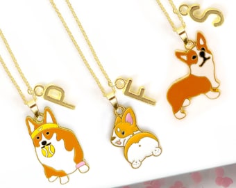 Corgi Dog Charm Necklace – Cute Enamel Jewelry for Dog Lovers, Kawaii Corgi Butt Gifts, Pet Mom Accessories, and Corgi Fan Favorites-NCA-019
