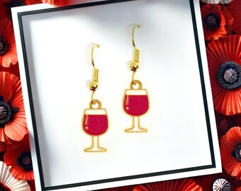Wine Bottle Dangle Earrings, Fun Jewelry Gift for Wine Lovers and Oenologists, Cute Kawaii Accessory for Party Enthusiasts - ERA-A024-2