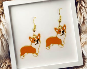 Corgi Dog Dangle Earrings for Dog Lovers, Fun Kawaii Jewelry Gift, Cute and Playful Pet Accessory - ERA-A011-1