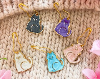 STA-012-Stylish Pearl Cat knitting markers set for knitting  | cat stitch markers set, chic Cat Lady Gift, cat owner gift, animal lover gift